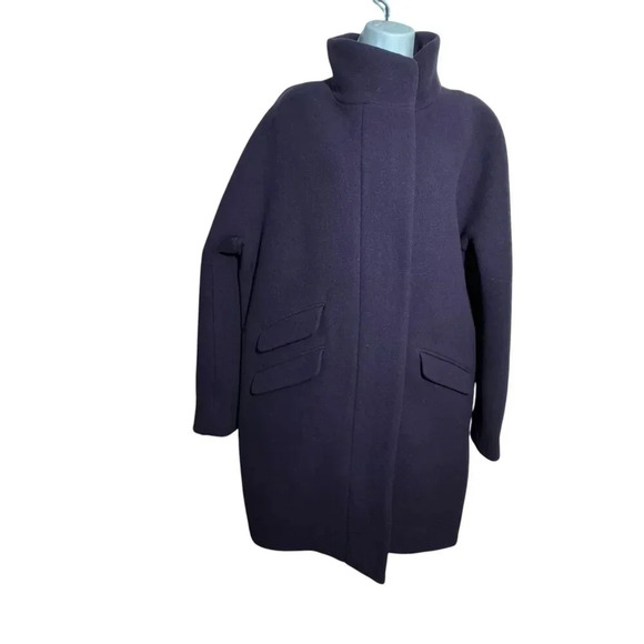 J Crew purple Wool Cocoon Coat Stadium Cloth Nello Gori Italian Womens size 16 - Picture 1 of 9
